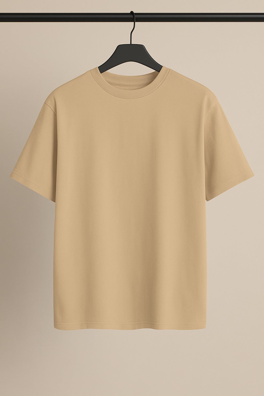 Beige Plain Drop Shoulder.