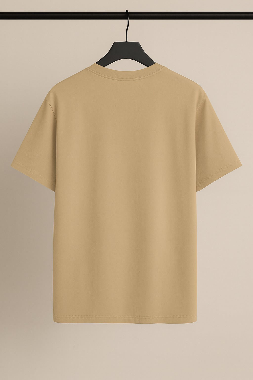 Beige Plain Drop Shoulder.