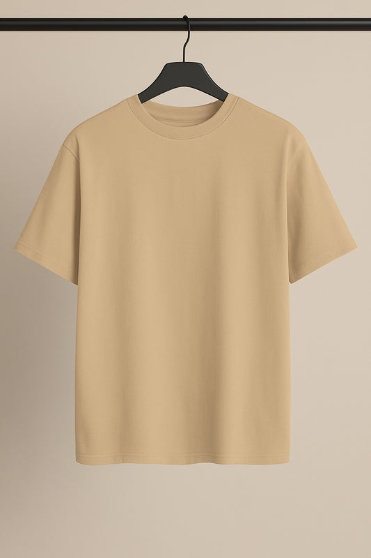 Beige Plain Drop Shoulder.