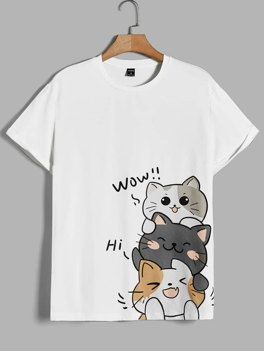 Cute Cartoon Cat Drop Shoulder