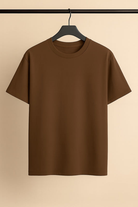 Brown Plain Drop Shoulder