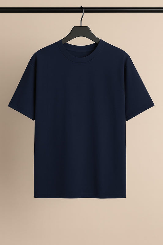 Navy Plain Drop Shoulder