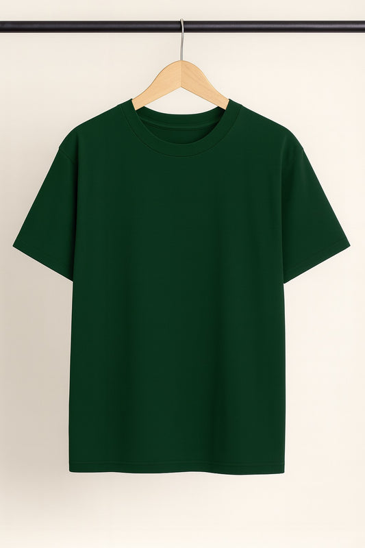 Bottle Green Plain Drop Shoulder