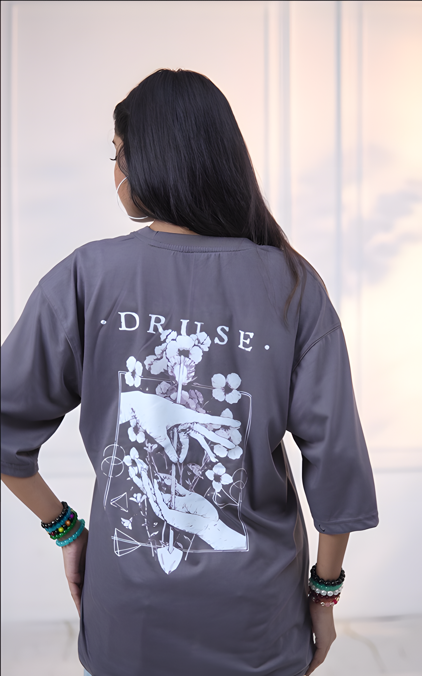 Floral Hands Drop Shoulder